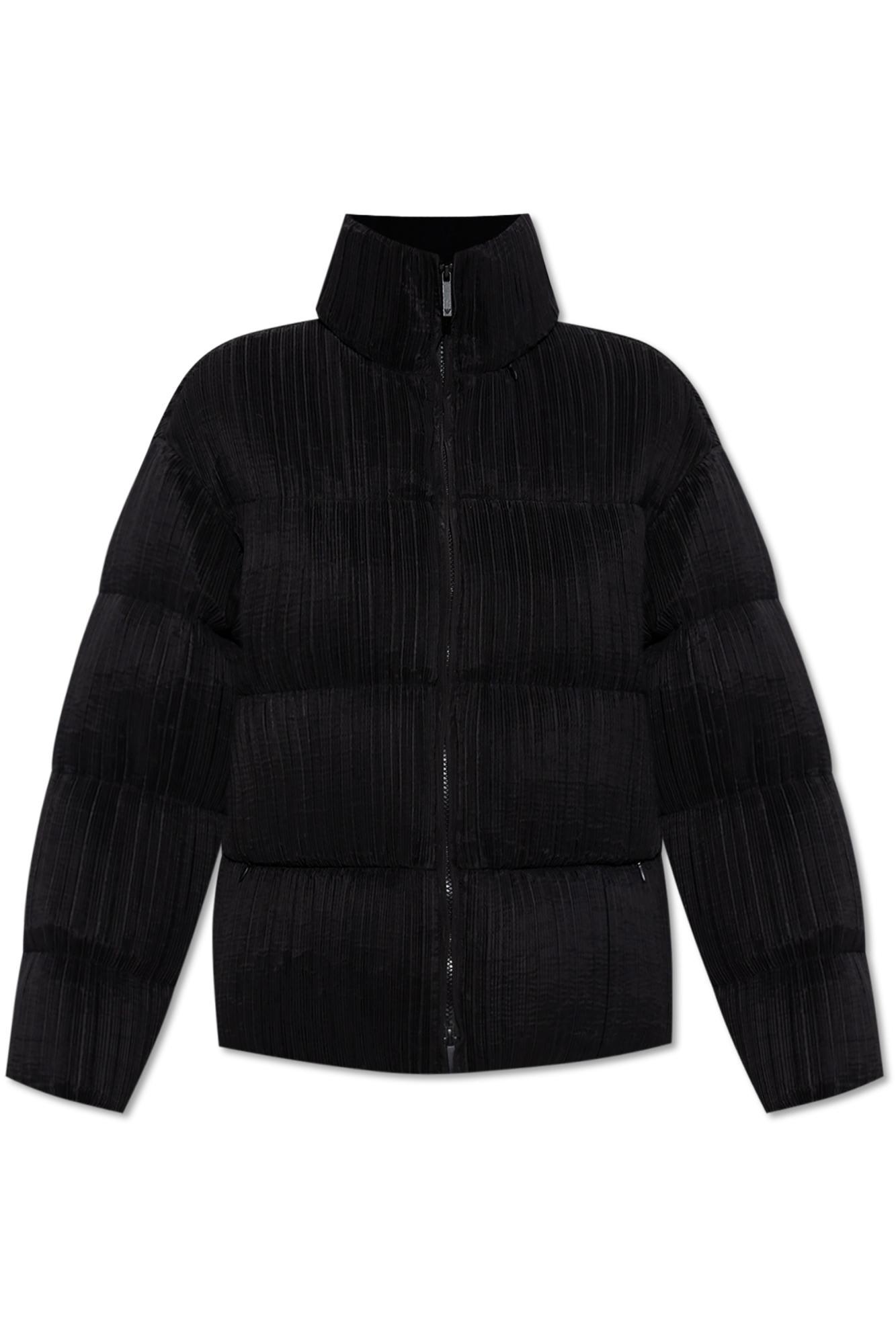 emporio armani pleated jacket with stand-up collar