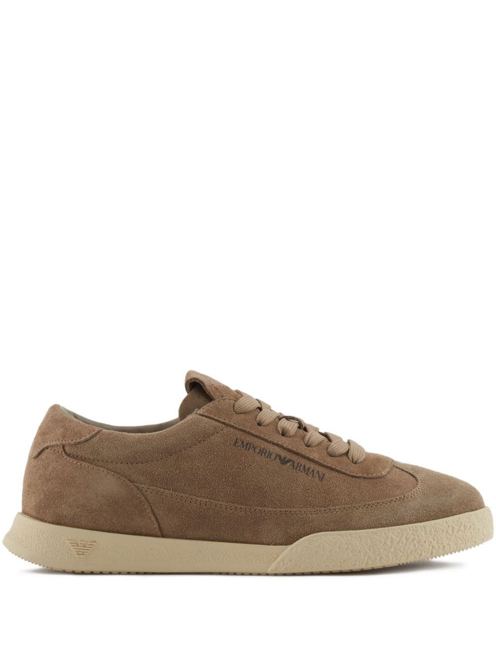 emporio armani suede leather sneakers
