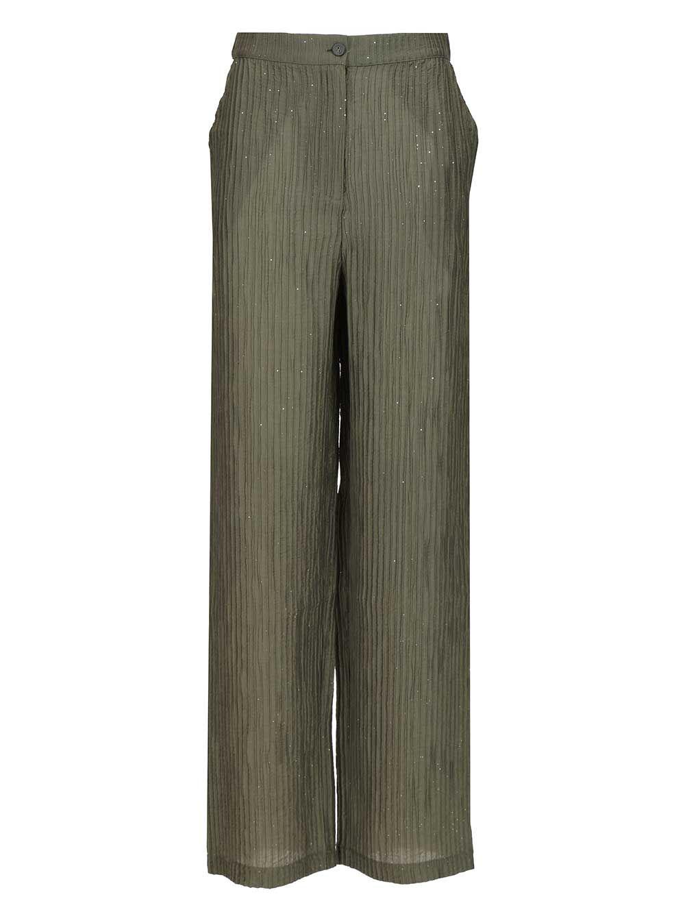 emporio armani textured lurex taffeta trousers green - women