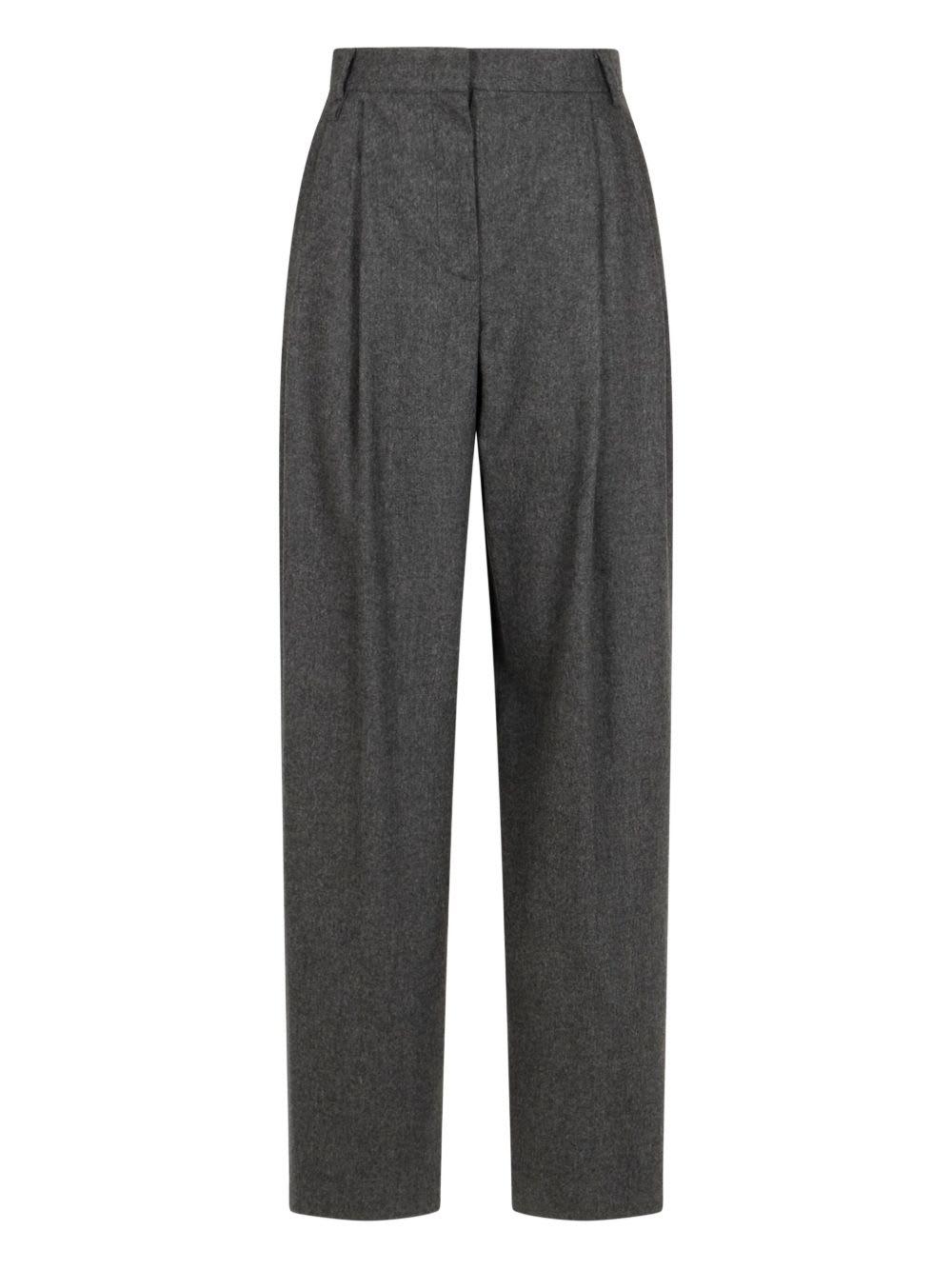 emporio armani wool checked trousers