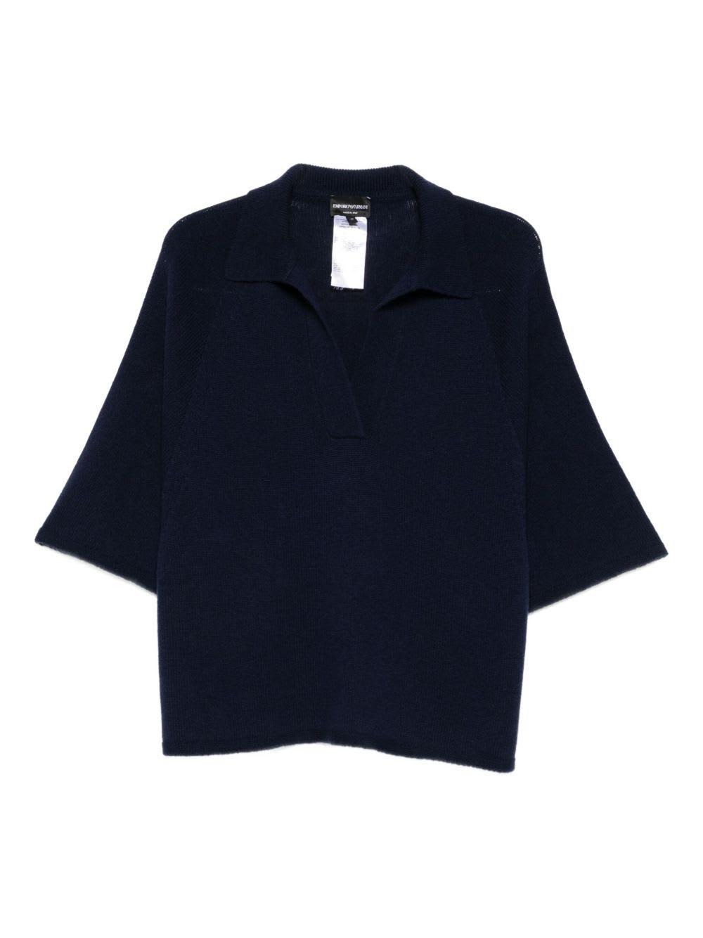 emporio armani wool oversized polo shirt