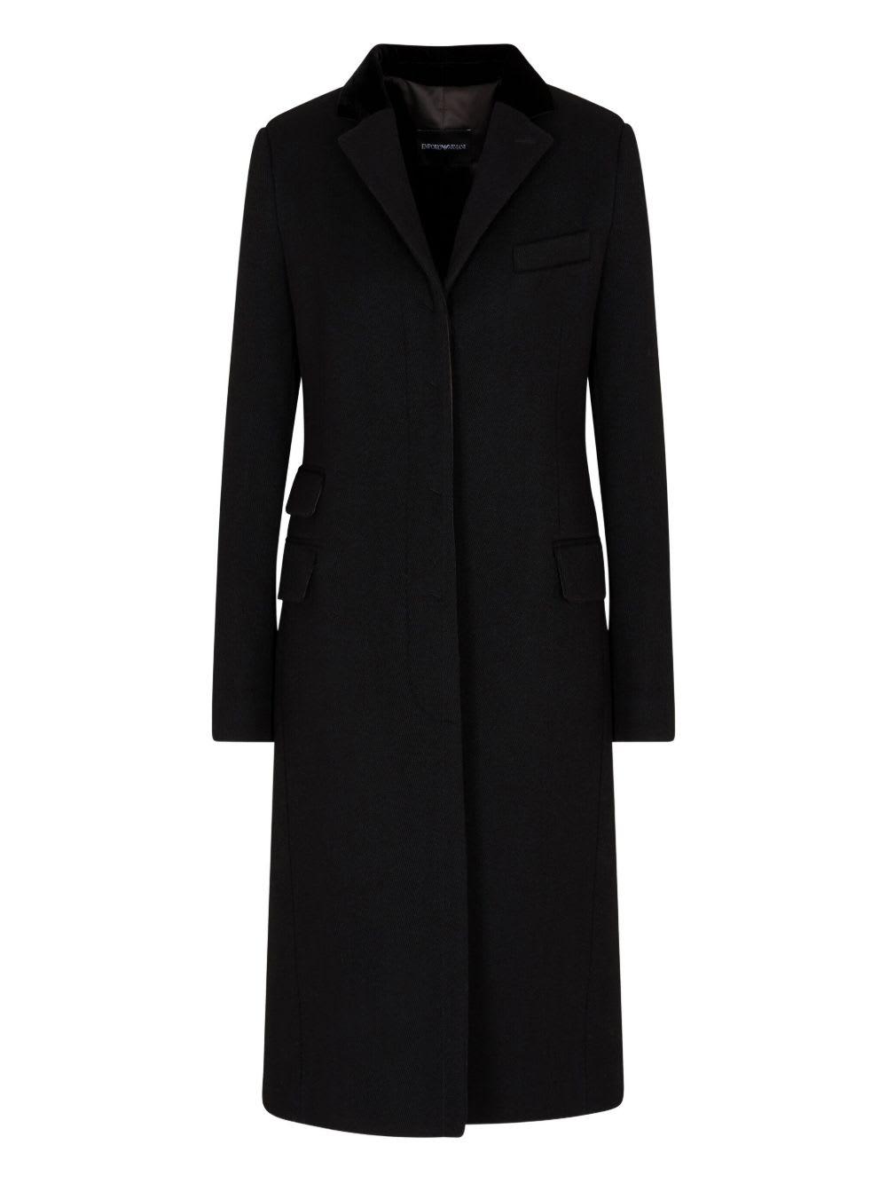 emporio armani wool single-breasted coat