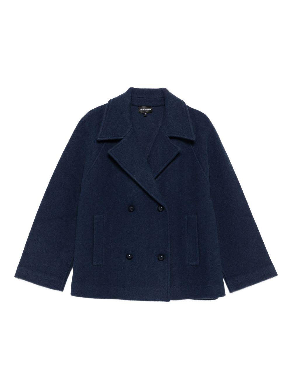 emporio armani wool single-breasted coat