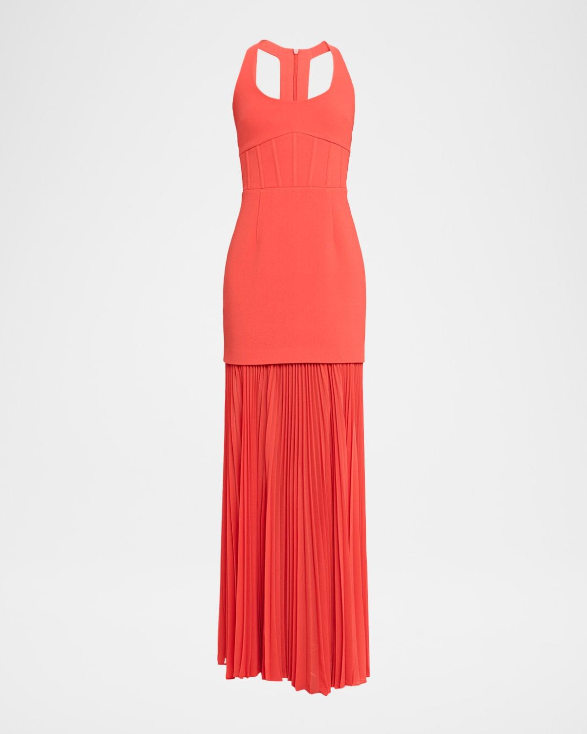 empress pleated crepe corset gown