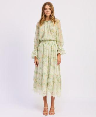 en saison womens paloma crewneck blouse maxi skirt