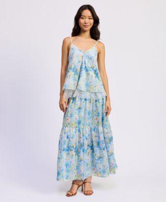 en saison womens vivian v neck top maxi skirt