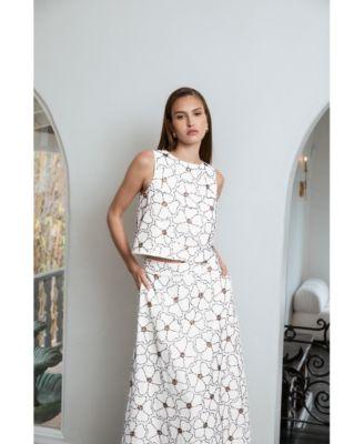 endless rose womens floral beaded sleeveless top midi skirt