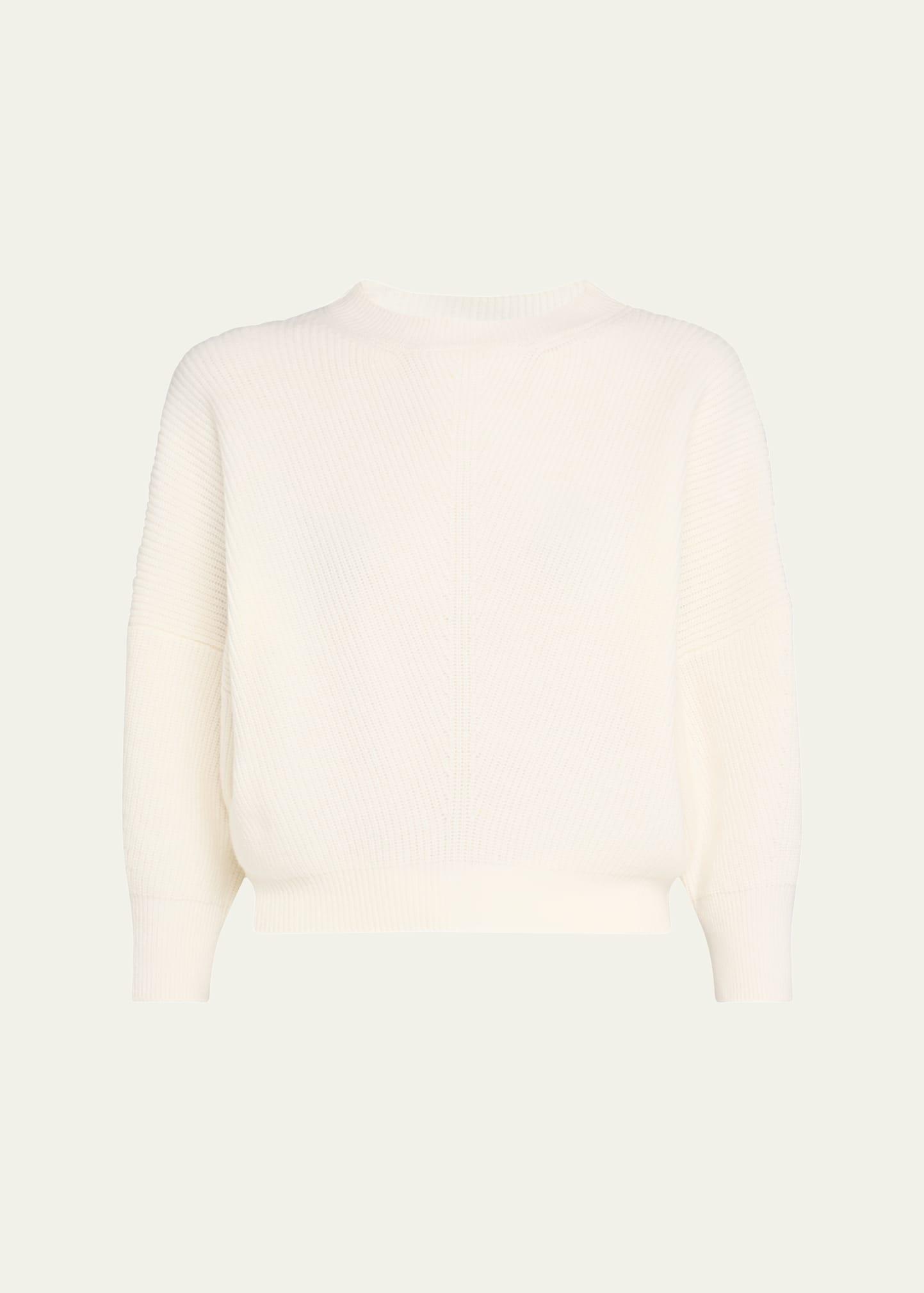 english ribbed three-quarter sleeve wool cashmere sweater