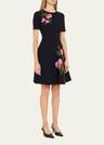 english rose jacquard fit-and-flare dress