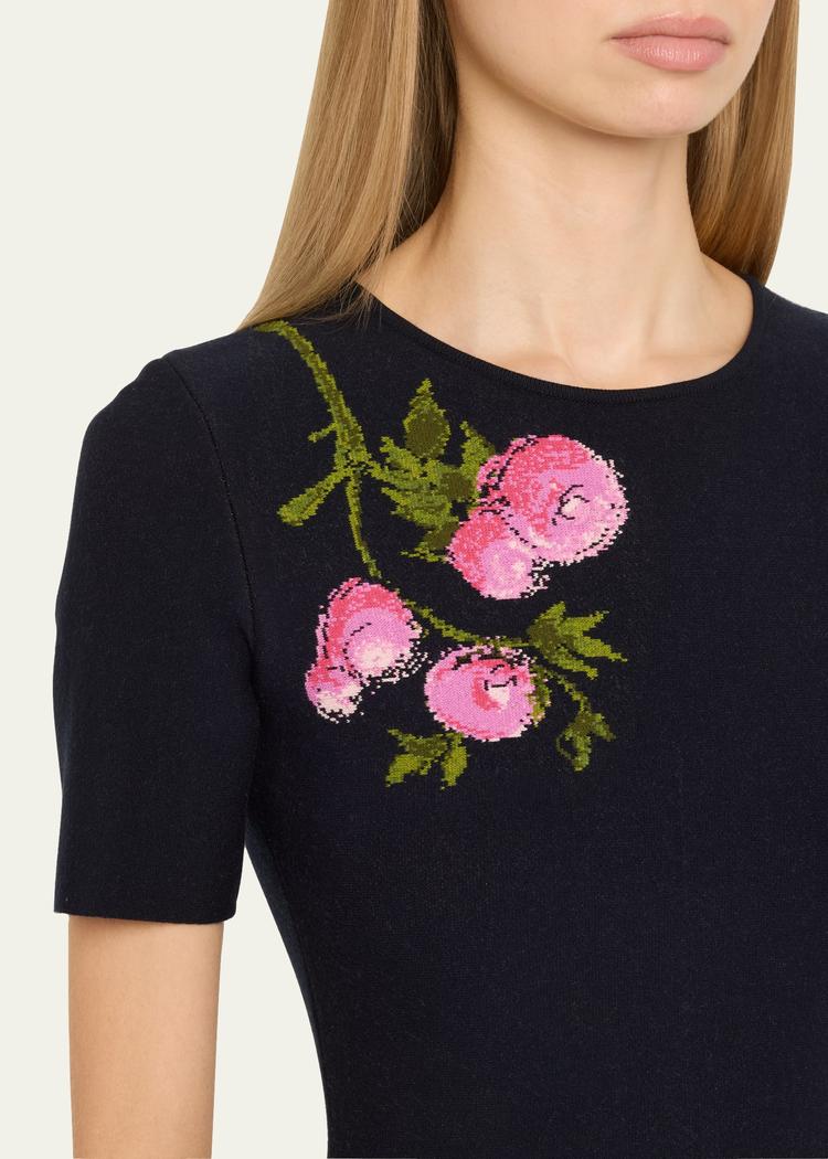 english rose jacquard fit-and-flare dress