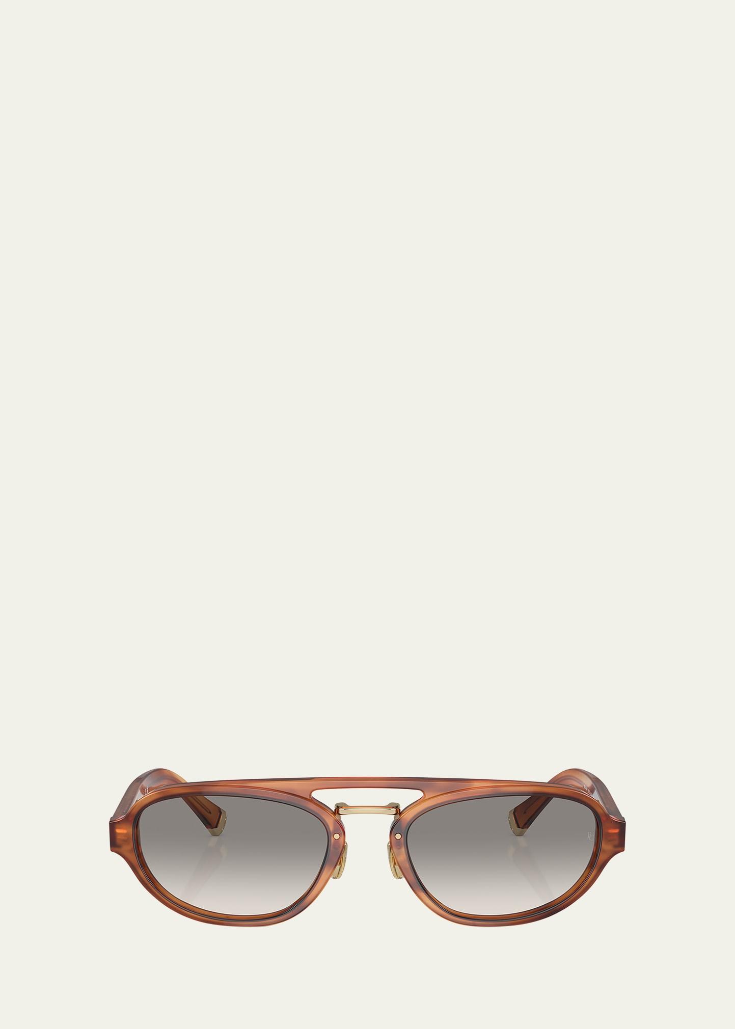 engraved acetate oval aviator sunglasses