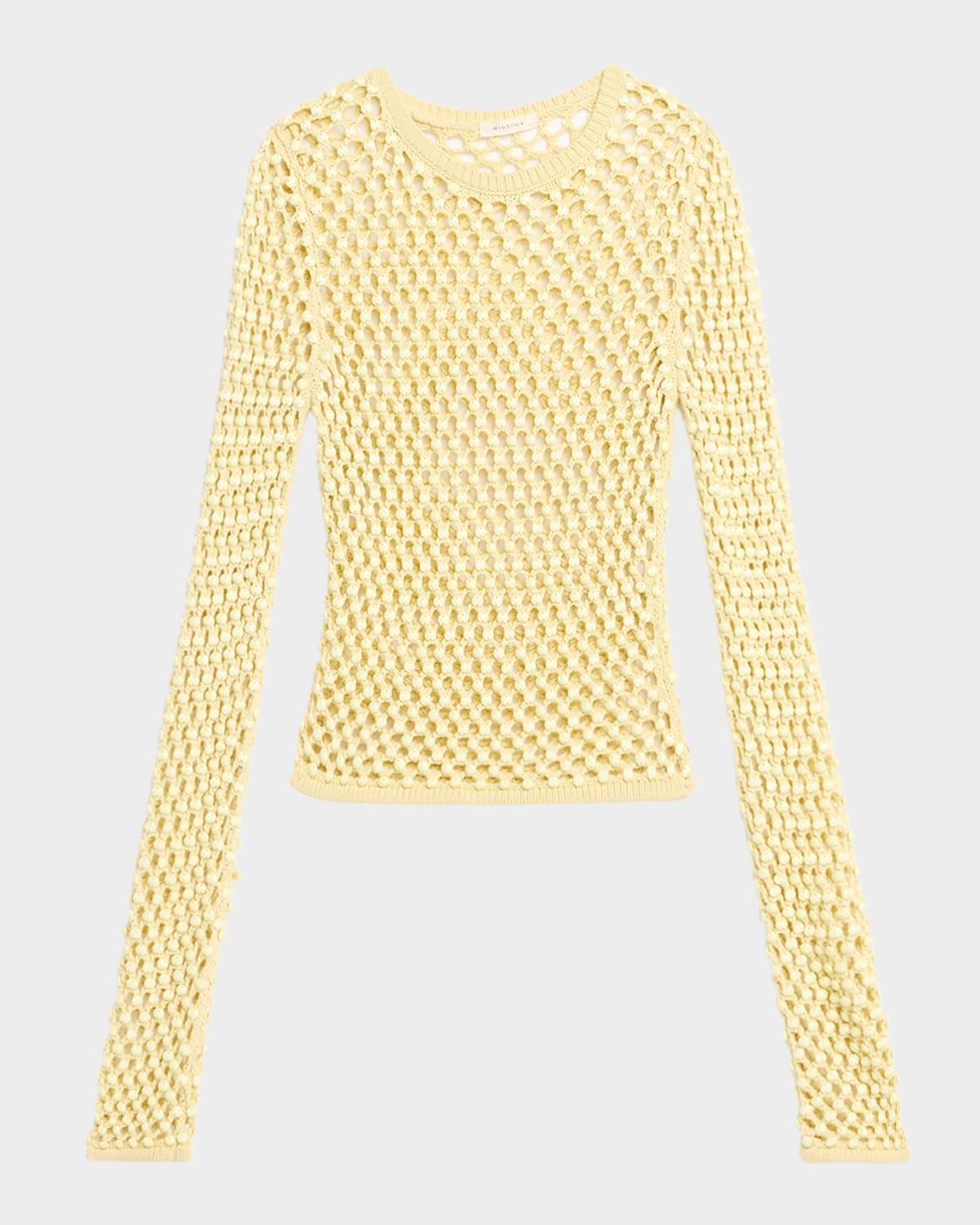 enid crystal mesh long-sleeve top