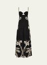 enlightened sailor printed sweetheart linen maxi dress