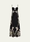 enlightened sailor printed sweetheart linen maxi dress