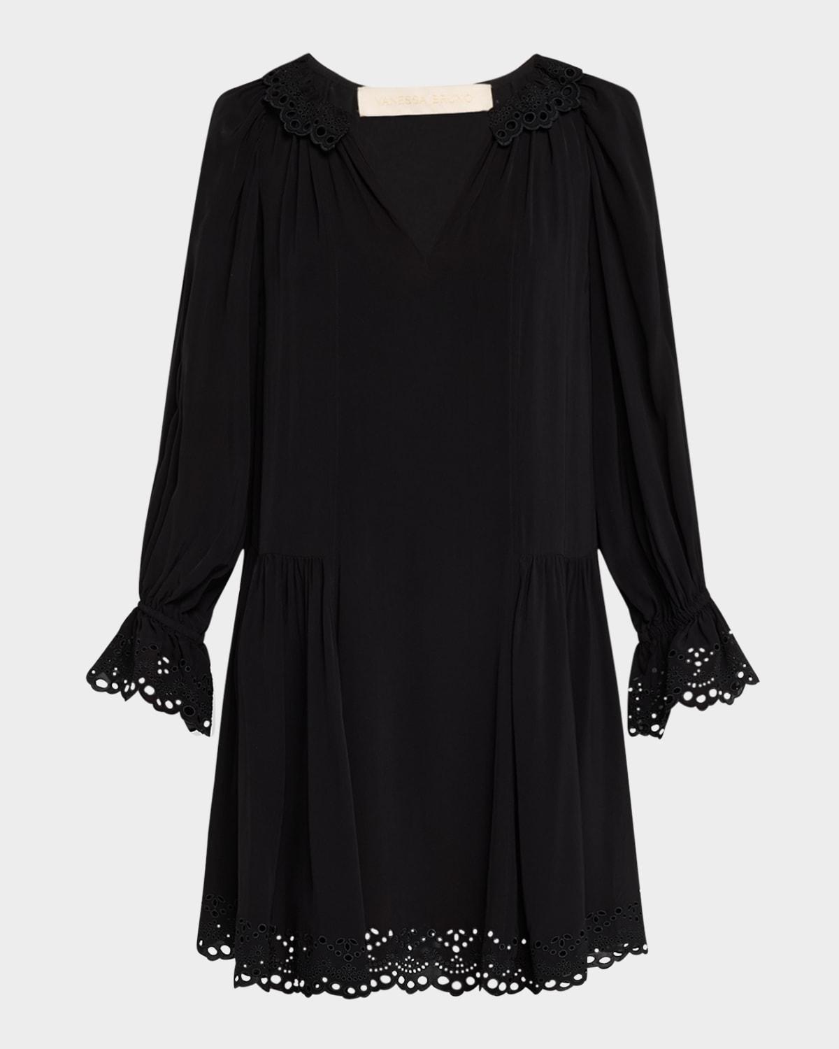 enora scalloped eyelet shift dress