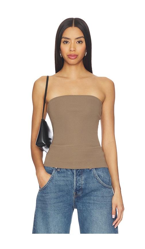 entire studios bandeau top in tan.