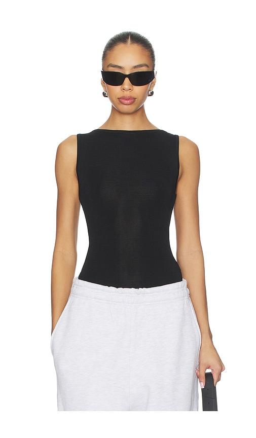 entire studios boat neck bodysuit in black.