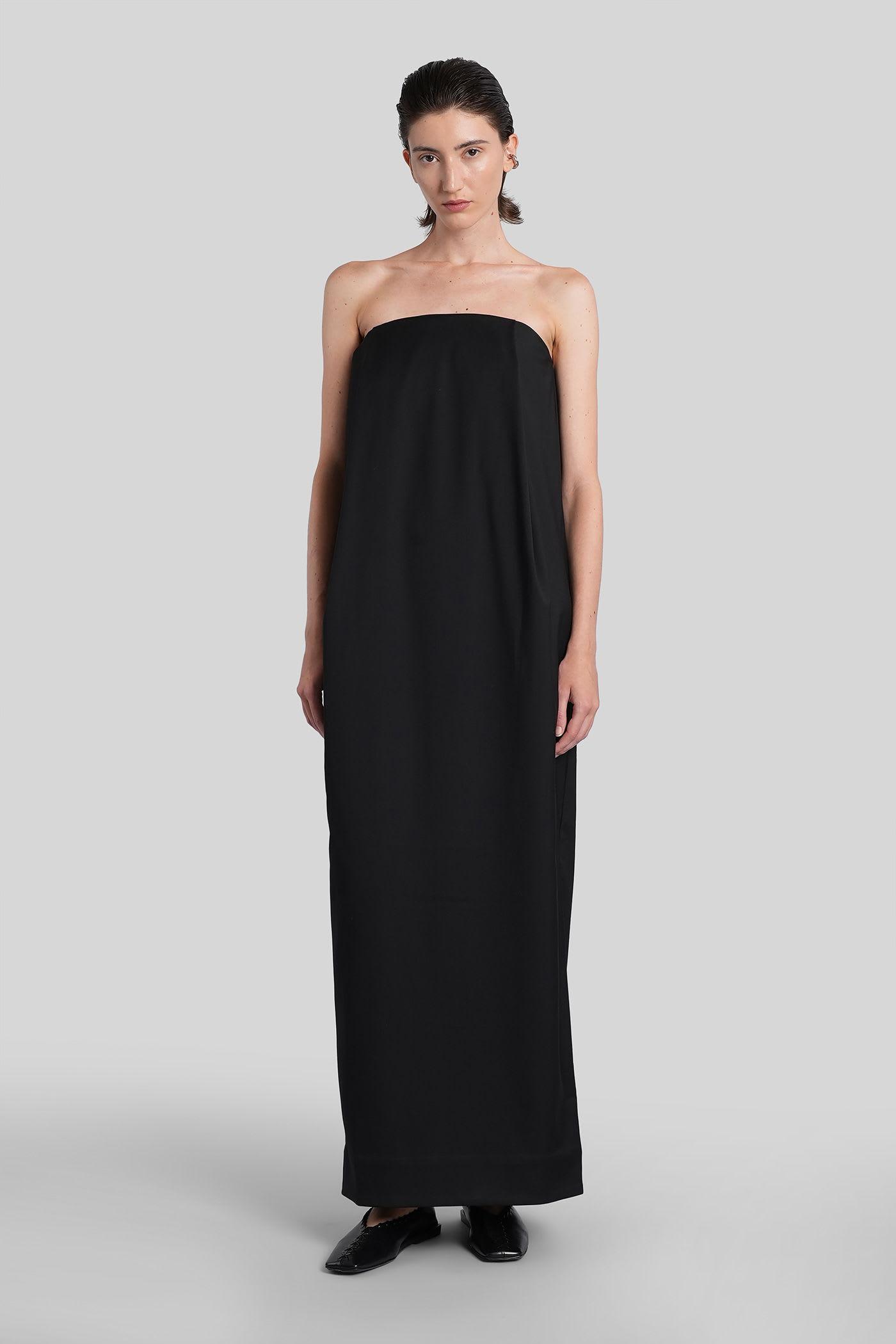 entire studios bob dress long dress in black rayon