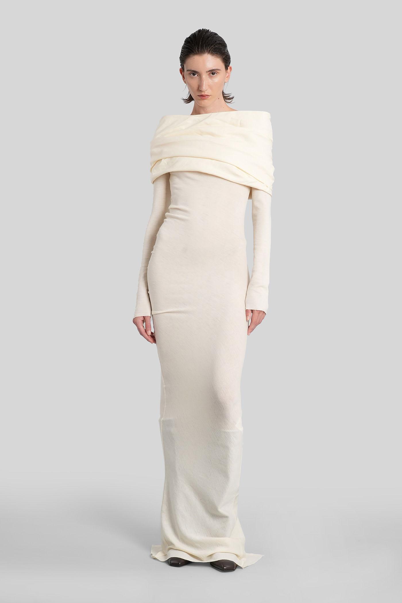 entire studios cavalier dress long dress in beige wool