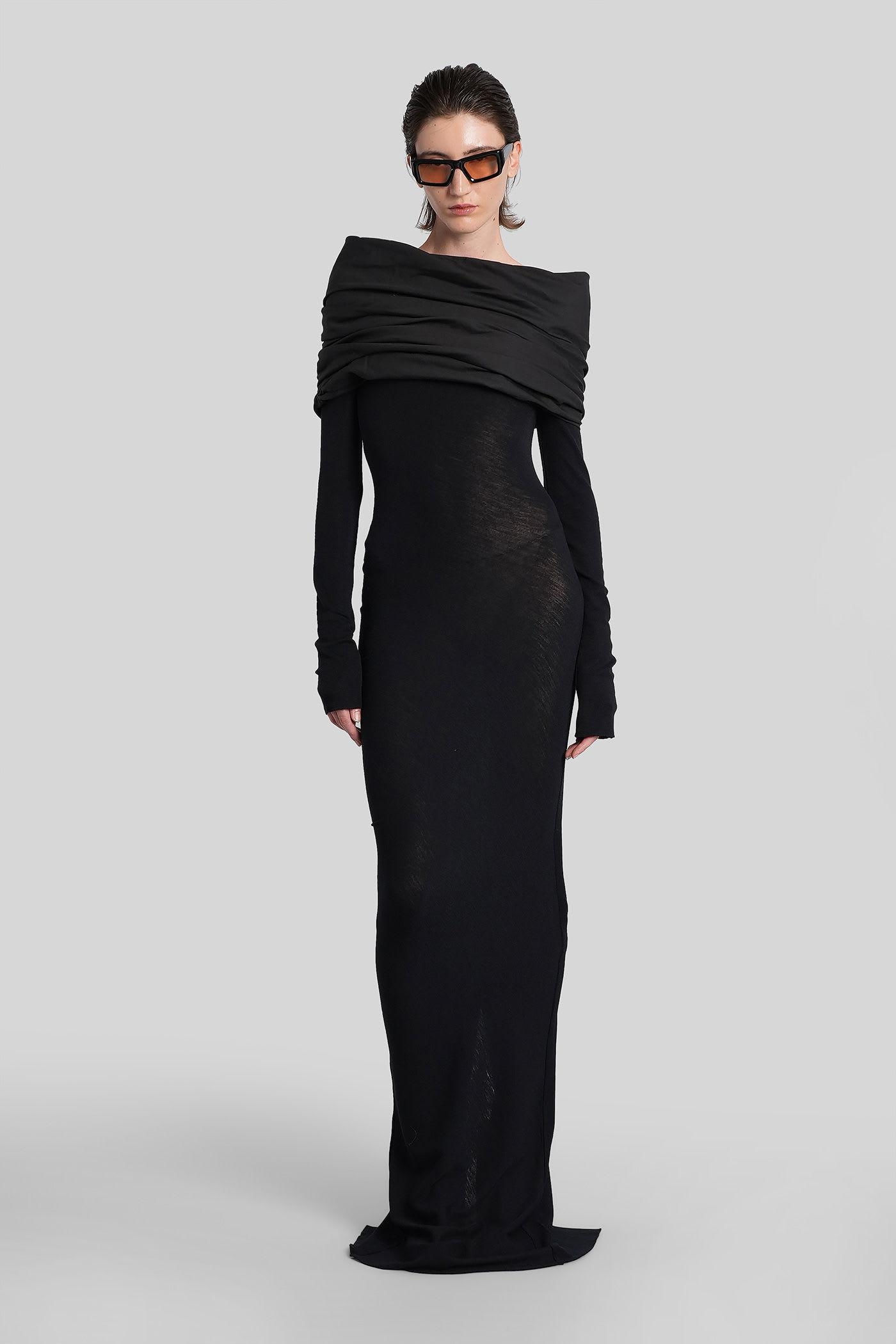 entire studios cavalier dress long dress in black wool