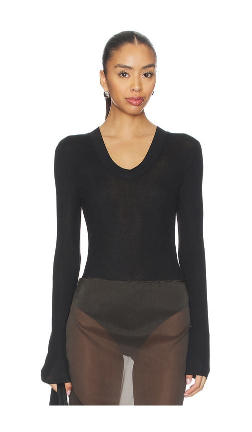entire studios circle neck bodysuit in black.