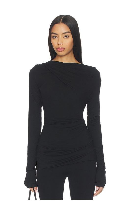 entire studios drape top in black.