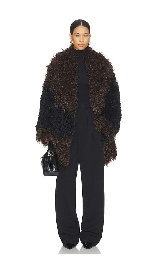 entire studios juno coat in brown,black.