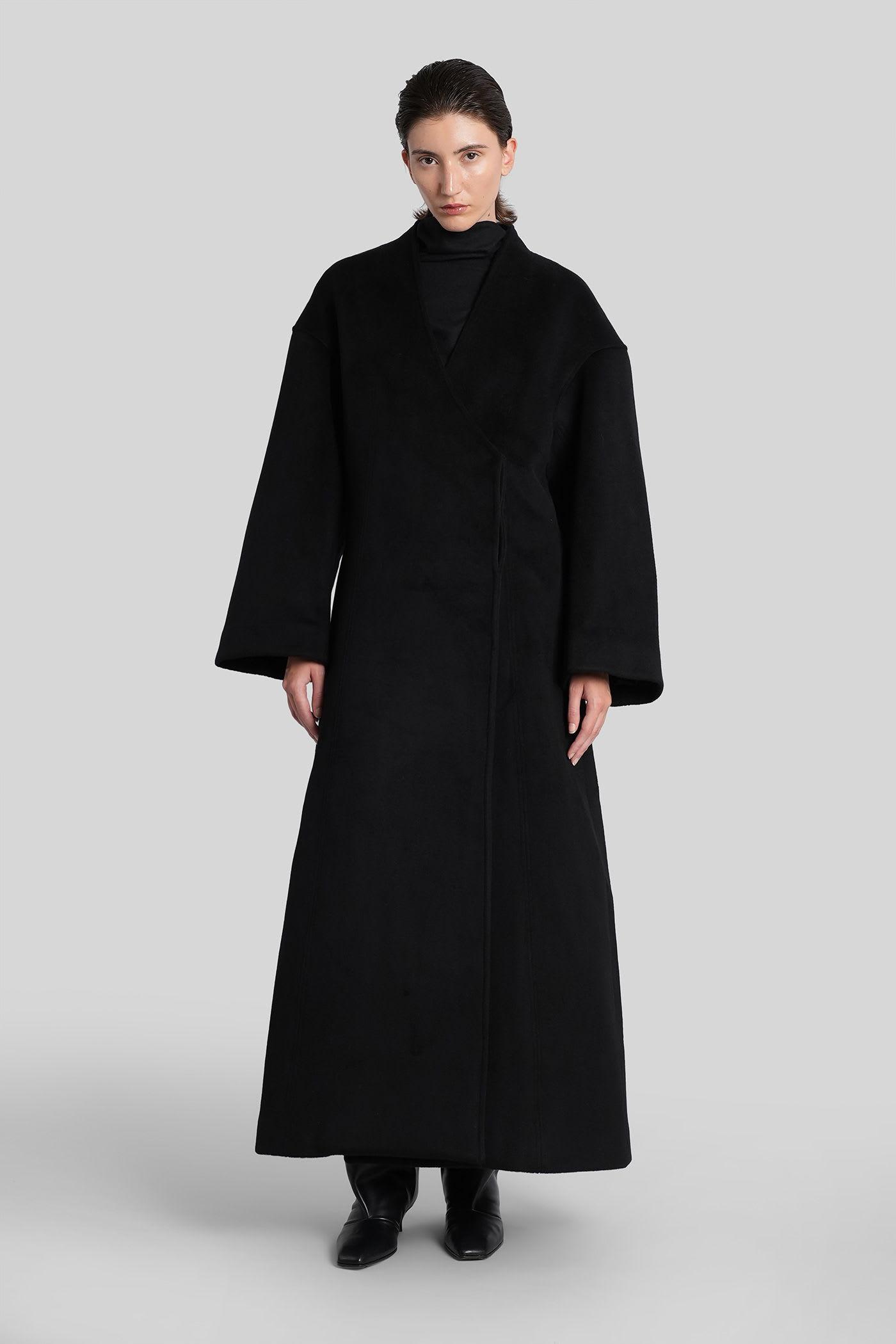 entire studios rondo coat in black wool
