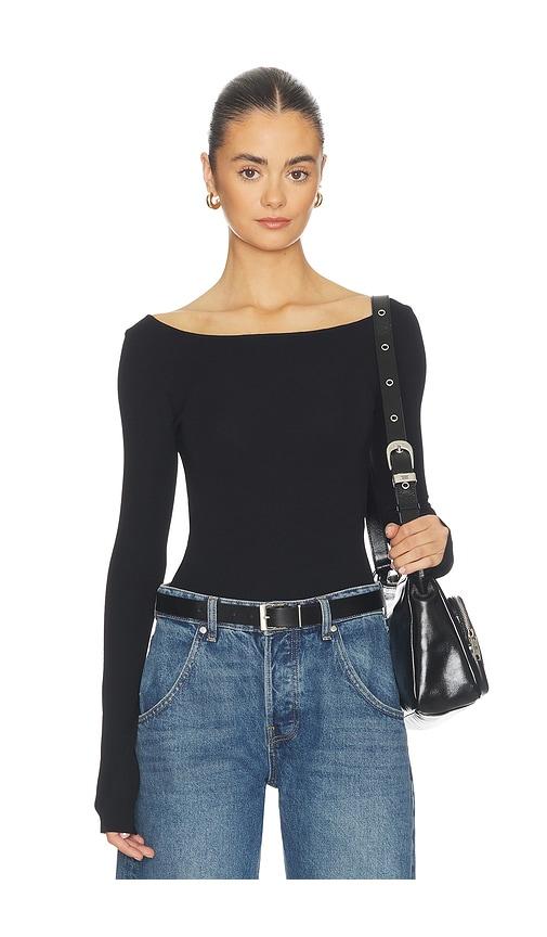 entire studios scoop neck bodysuit in black.