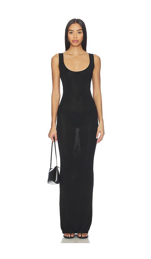 entire studios square neck dress in black.