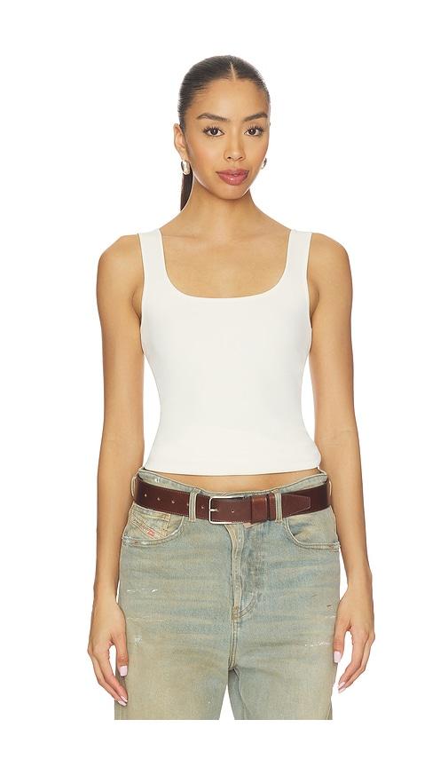 entire studios squared neck top in ivory.