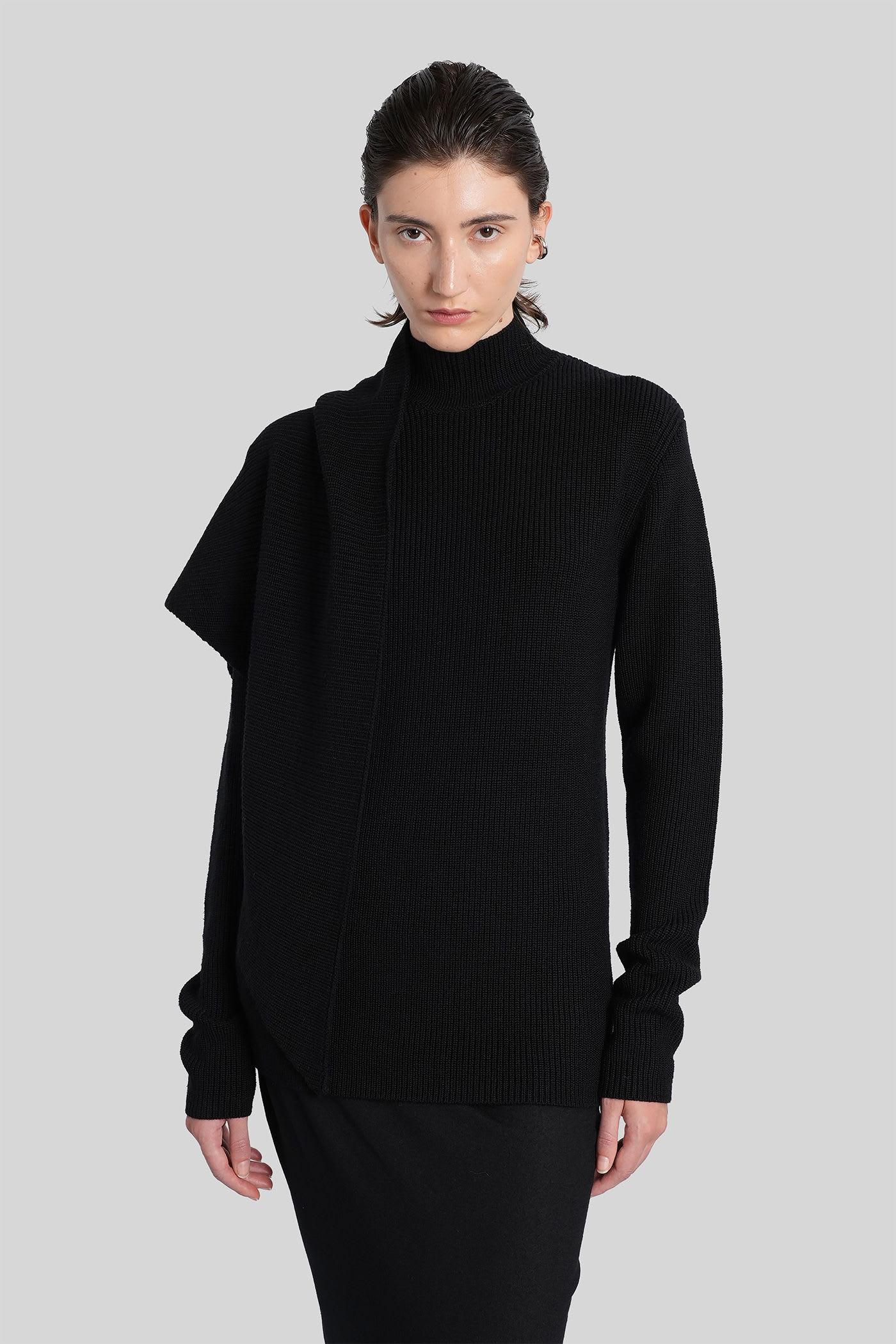 entire studios wrap sweater knitwear in black wool