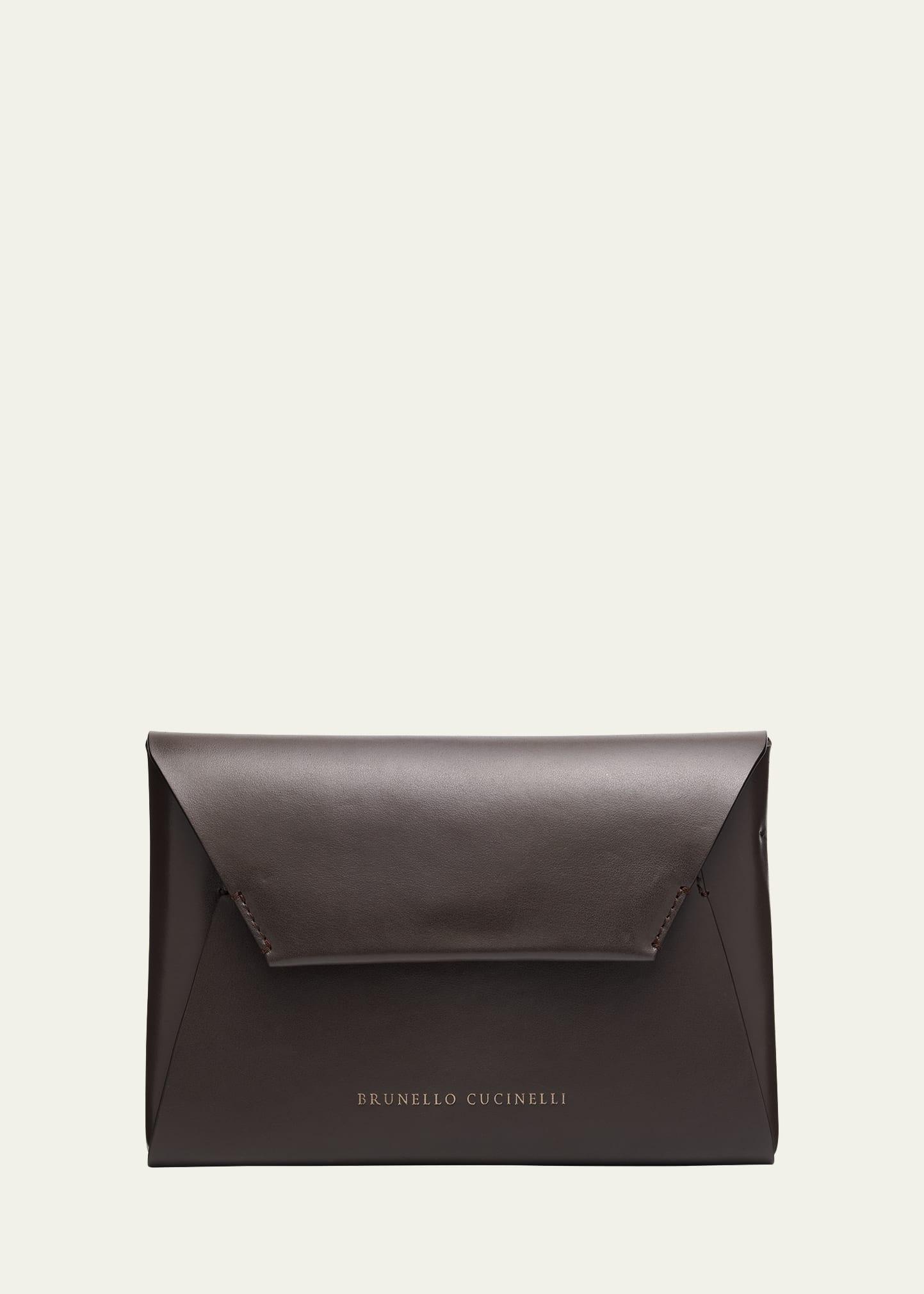envelope flap leather clutch bag