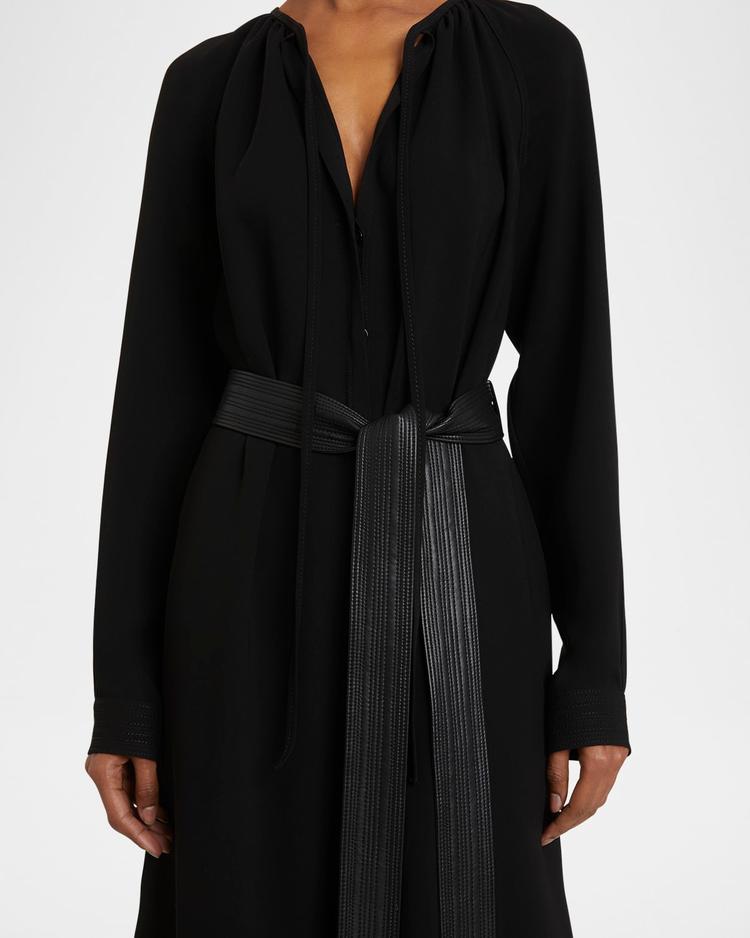 enya lightweight crepe dress with belt