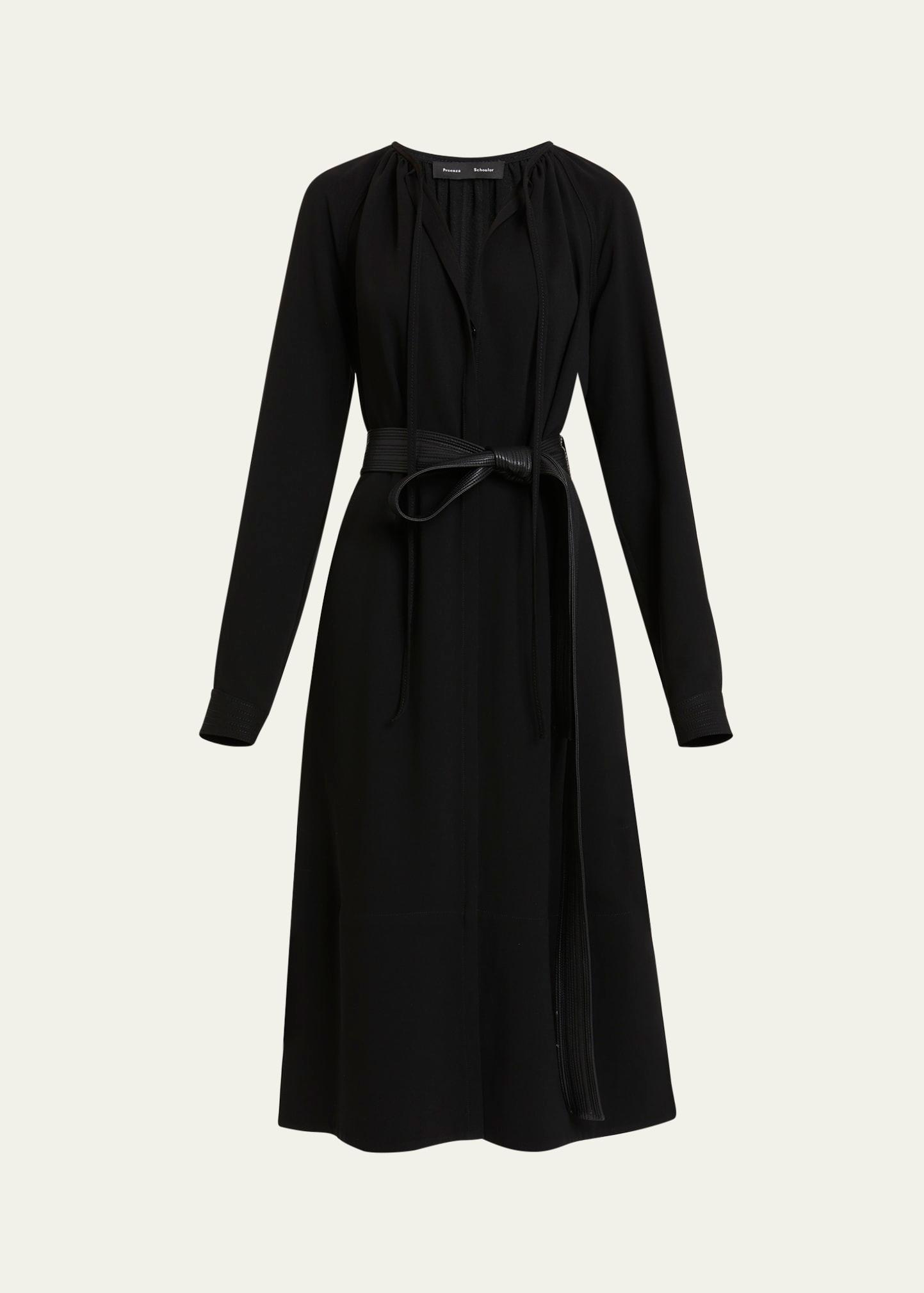 enya lightweight crepe dress with belt