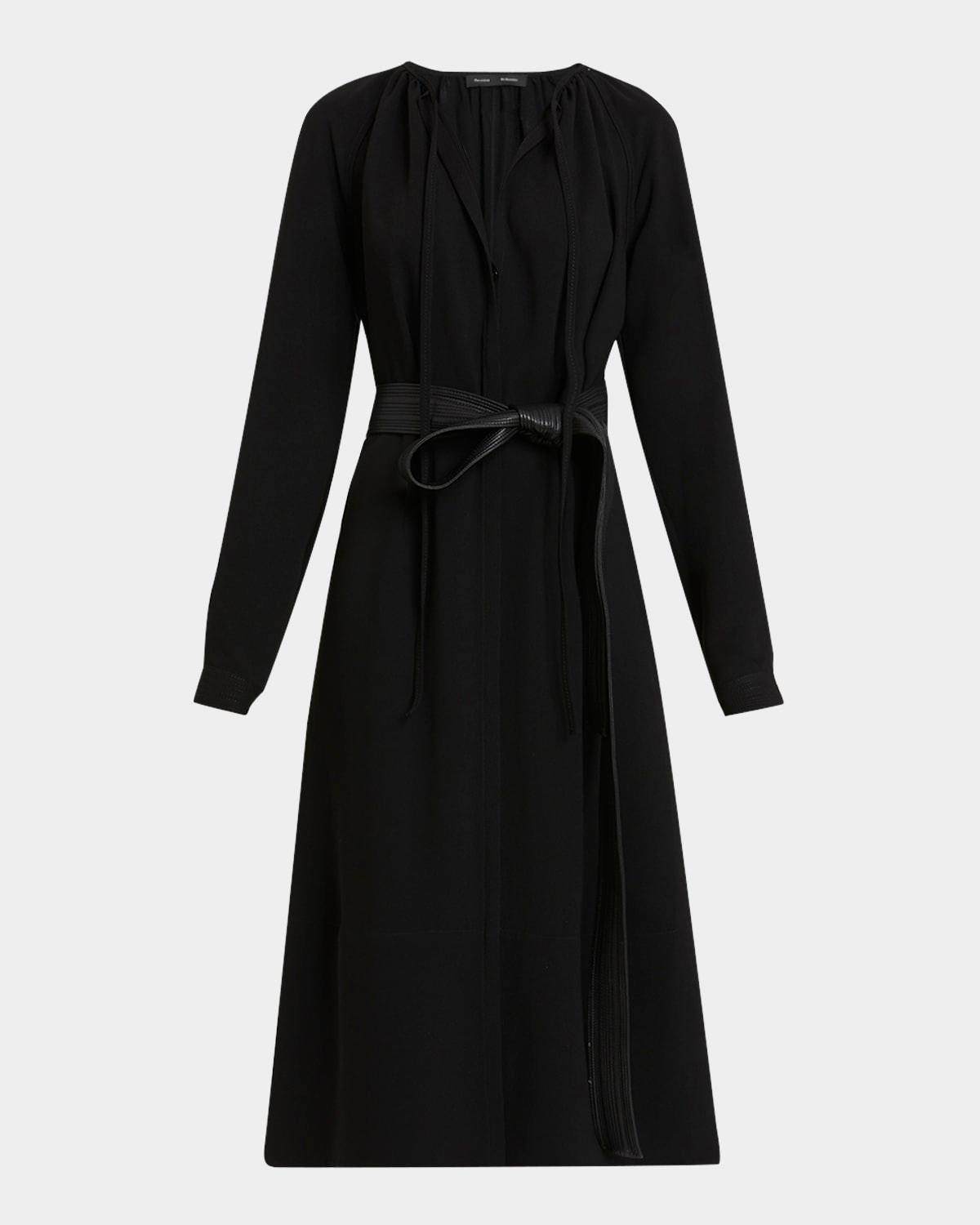 enya lightweight crepe dress with belt