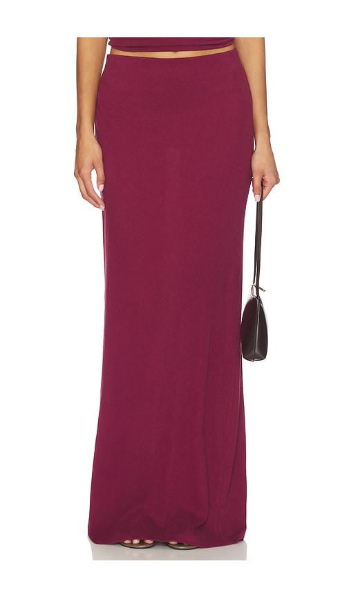enza costa bias skirt in burgundy.