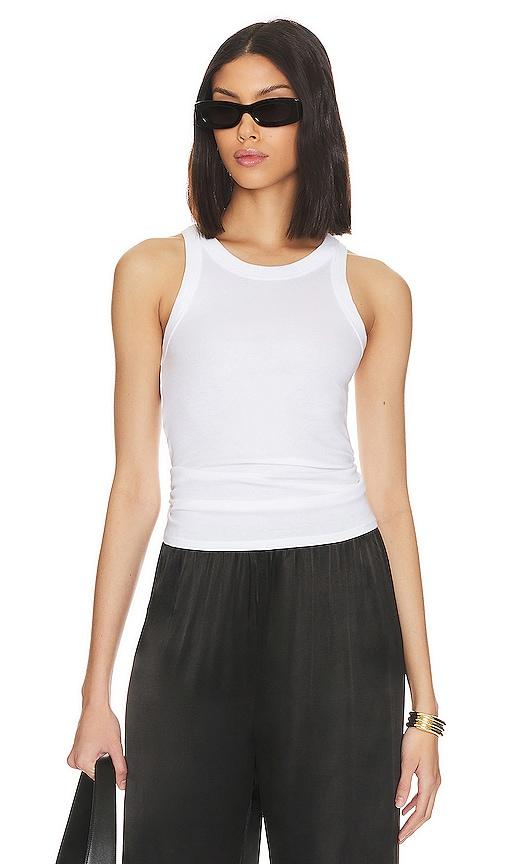 enza costa bold sheath tank in white.