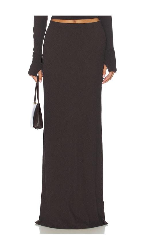 enza costa cashmere bias skirt in brown.