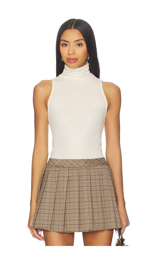 enza costa cashmere halter turtleneck top in neutral.