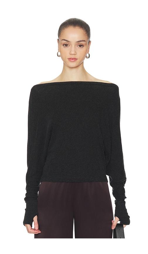 enza costa cashmere jersey dolman top in black.