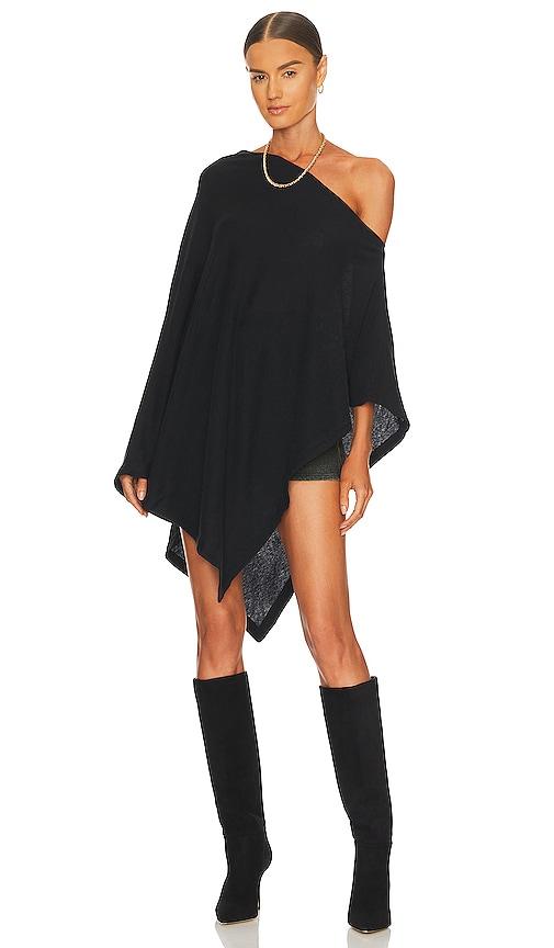 enza costa cashmere poncho in black.