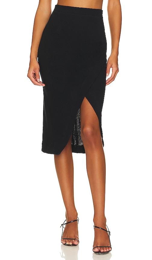 enza costa cashmere wrap skirt in black.