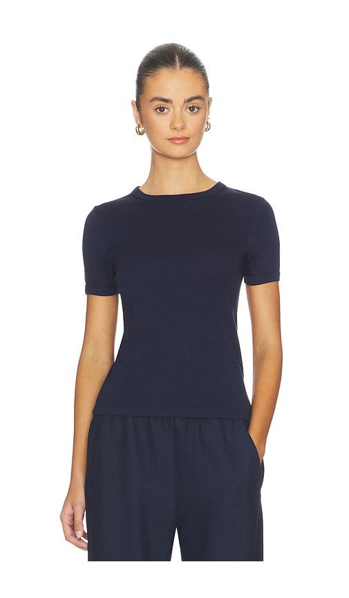enza costa cotton new classic short sleeve tee in navy.