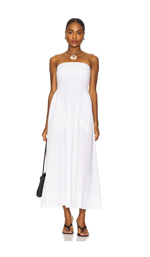 enza costa cotton resort strapless dress in white.