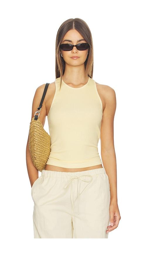 enza costa cotton rib boy tank in lemon.
