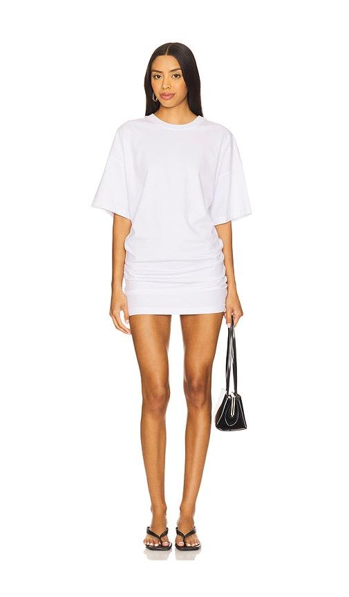 enza costa curve mini dress in white.