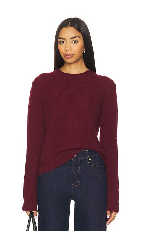 enza costa easy long sleeve crew sweater in burgundy.
