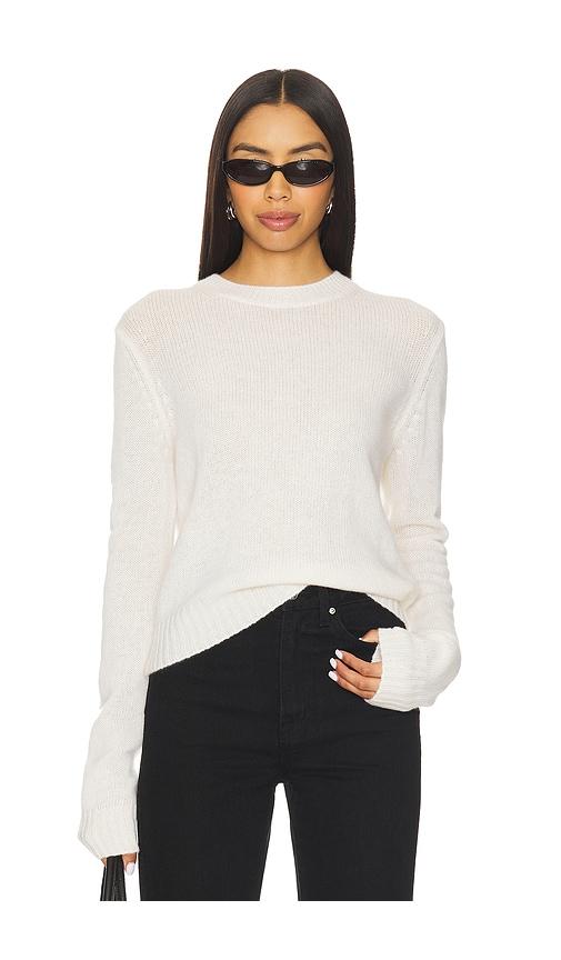 enza costa easy long sleeve crew sweater in white.