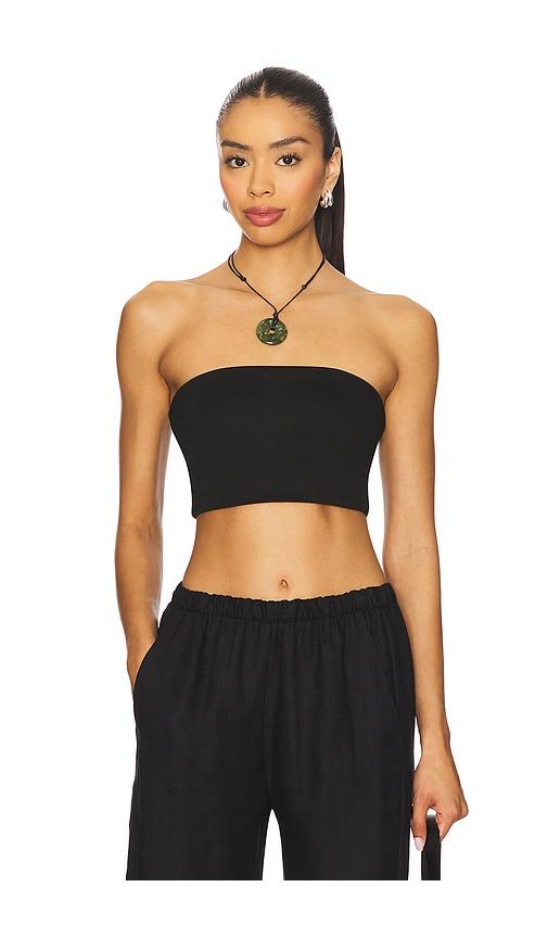 enza costa essential bandeau top in black.